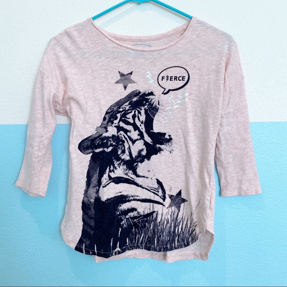 Gap Light Pink Fierce Tiger Graphic Longer Sleeve